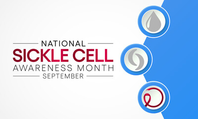Fototapeta na wymiar Sickle Cell disease awareness month is observed every year in September, it is a group of inherited red blood cell disorders. Millions of people do not know they have sickle cell trait. vector art