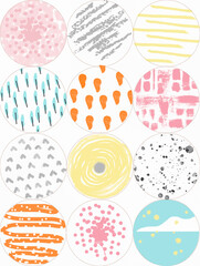 Highlights Covers. Minimalistic set of abstract patterns in a pastel palette. background image in a circle on a white background.