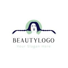 girl long Hair logo design for beauty and fashion template