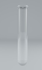 Realistic glass medical tube 3d rendering. Isolated on white background. Chemistry, medical and biology laboratory glass. 