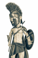 spartan warrior cartoon in a white background