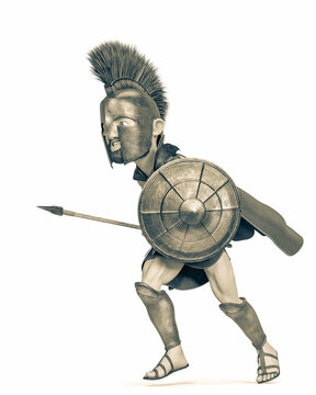 spartan warrior cartoon in a white background