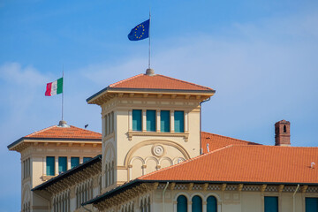 Fototapeta na wymiar Beautiful architecture in coastal city Viareggio, Italy.
