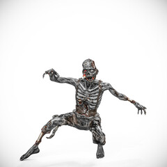 zombie is getting up on white background