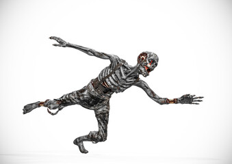 zombie is jumping on white background