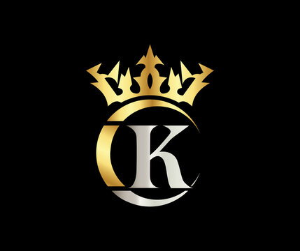 K letter Crown luxury kingdom sign with Golden Color Company Logo Design