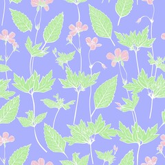 Floral design seamless pattern hand drawn. Vector.