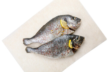 fish on kraft paper on a white background
