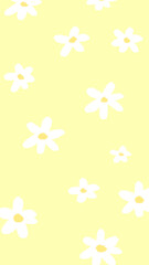 yellow background, wallpaper, print with flowers camomile