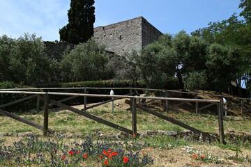 Italy, Tuscany: Foreshortening of Fortress of Campiglia Marittima.