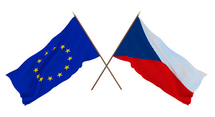 Background for designers, illustrators. National Independence Day. Flags The European Union and Czech Republic