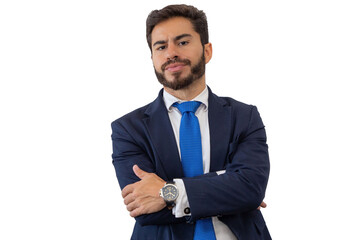 Businessman grimacing in a suit