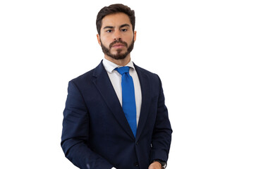 Businessman grimacing in a suit