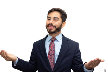 Businessman grimacing in a suit