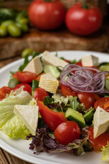 vegetarian salad on a wooden table
