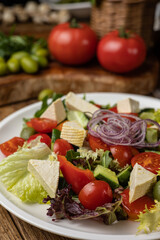 vegetarian salad on a wooden table

