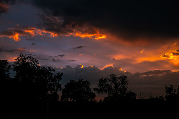 Powerful Dramatic Dark Red Sunset Sky Background