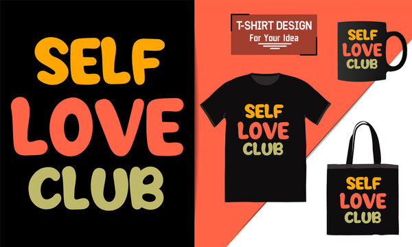 Self love club for t shirt  social media content Modern calligraphy text Self-care Single word  print invitations. Monoline lettering,  t shirt print, mugs, posters