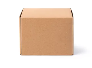Foto op Canvas A brown cardboard box isolated on a white © AlenKadr