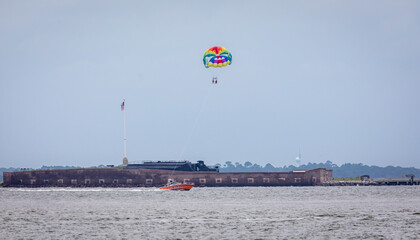 paragliding in the sky