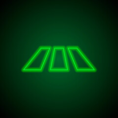 Crosswalk simple icon vector. Flat design. Green neon on black background with green light.ai