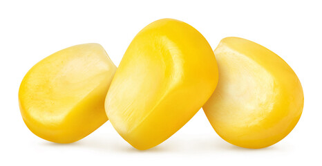 Tasty corn seeds, isolated on white background