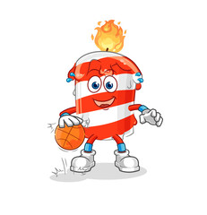 birthday candle dribble basketball character. cartoon mascot vector