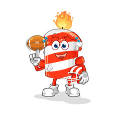 Obraz premium birthday candle playing rugby character. cartoon mascot vector