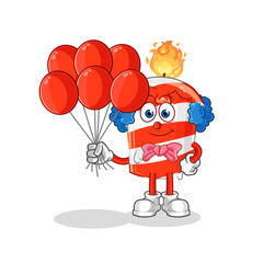 birthday candle clown with balloons vector. cartoon character