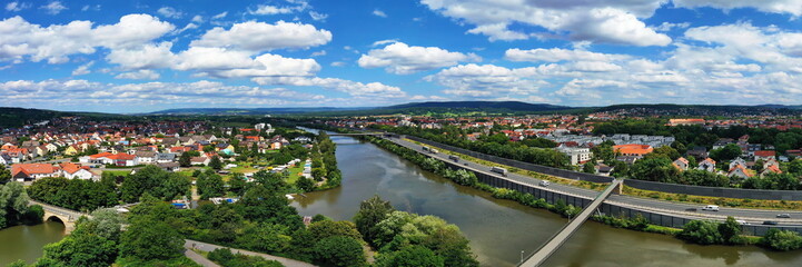 Fototapeta na wymiar Luftbild von Forchheim bei schönem Wetter