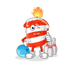 birthday candle play bowling illustration. character vector