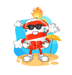 birthday candle sunbathing in summer. character vector