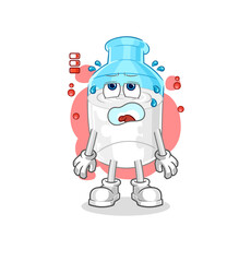 bottle of milk low battery mascot. cartoon vector