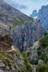 Senda del rio Cares, near the beginning of the route in Poncebos, Picos de Europa, Asturias.