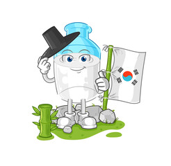 bottle of milk korean character. cartoon mascot vector