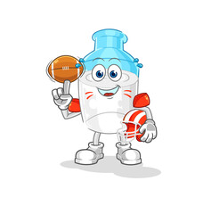 Obraz premium bottle of milk playing rugby character. cartoon mascot vector