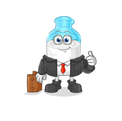bottle of milk office worker mascot. cartoon vector