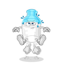 bottle of milk fart jumping illustration. character vector
