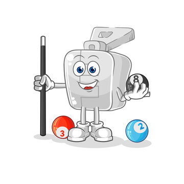 recommend clip art: zipper plays billiard character. cartoon mascot vector