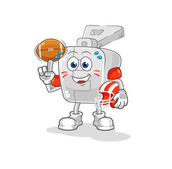 zipper playing rugby character. cartoon mascot vector