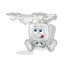 zipper with drone character. cartoon mascot vector