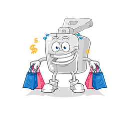 zipper shoping mascot. cartoon vector