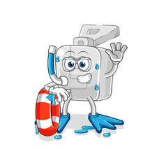 zipper swimmer with buoy mascot. cartoon vector