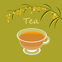 tea cup with plant branch