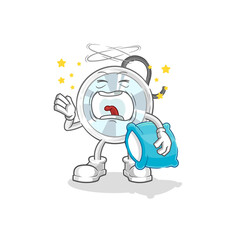 stethoscope yawn character. cartoon mascot vector