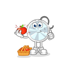 stethoscope eating an apple illustration. character vector