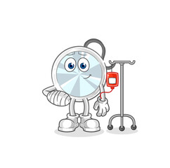 stethoscope sick in IV illustration. character vector