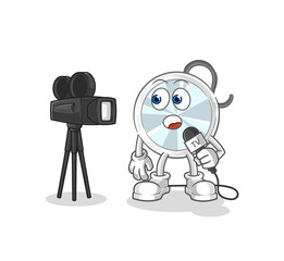 Fototapeta premium stethoscope tv reporter cartoon. cartoon mascot vector
