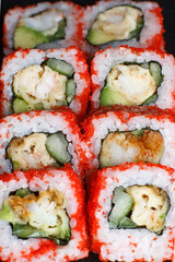 sushi california, deluxe with eel, asian cuisine