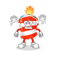 birthday candle very angry mascot. cartoon vector